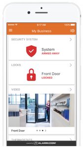 Smart security app business property protection services alarm and surveillance camera technology