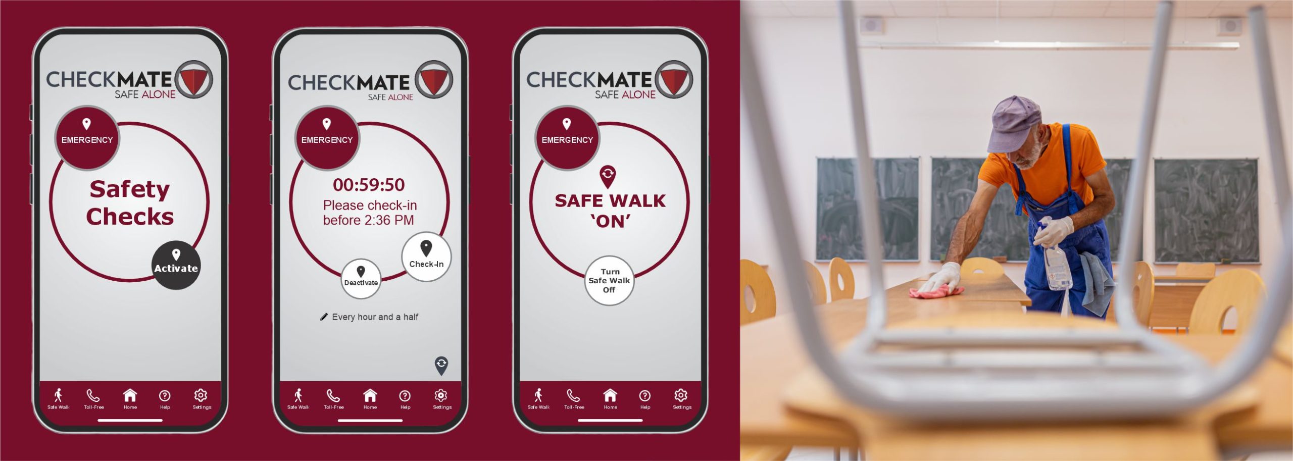CheckMate Working Alone Page for EDUCATION wide 3 phones