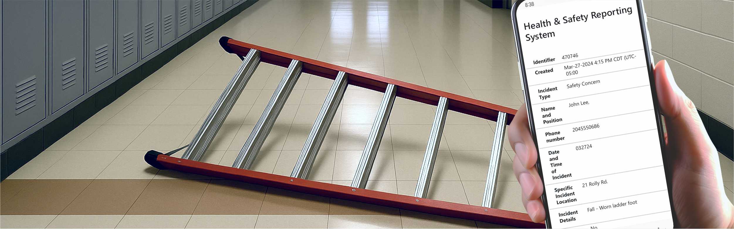 Health Safety Reporting Schools ladder down wide banner